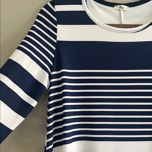 Navy and White Striped Dress.